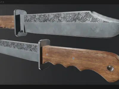 Bowie Knife Free low-poly 3D model