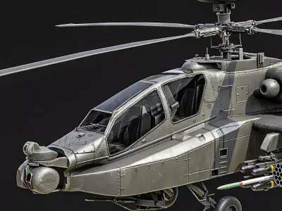AH-64D Apache Helicopter Low-poly 3D model