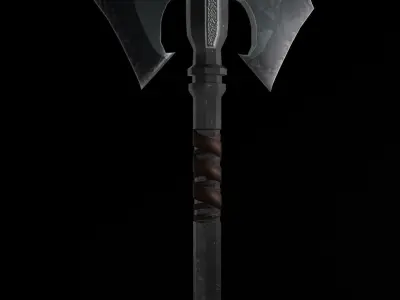Two-faced Great axe Low-poly 3D model