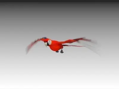 Red Macaw Parrot animated Low-poly 3D model