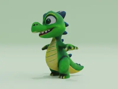 Baby Dragon T-pose Character Low-poly 3D model