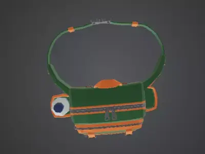 Low Poly Outdoor Fanny Pack with Water Bottle Low-poly 3D model