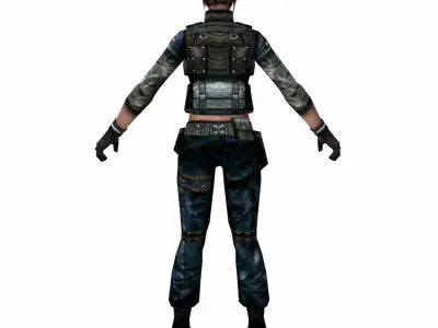 R1 Army Soldier Girl Low-poly 3D model