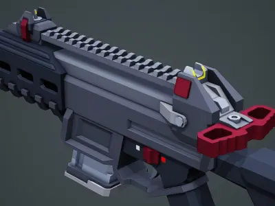 Stylized Sci-Fi UMX-50 SMG Low Poly Mobile Ready Low-poly 3D model