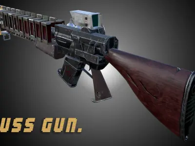 Gauss gun Low-poly 3D model