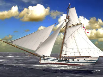 British Sloop MEDIATOR - Gunship 1745 Low-poly 3D model