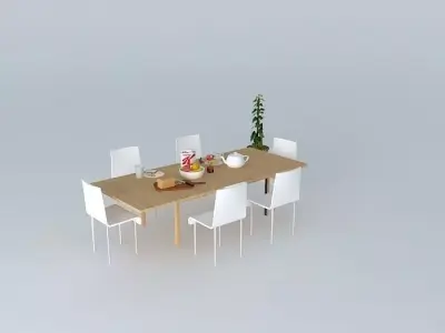 Dining table with breakfast Free 3D model