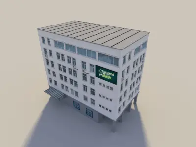 low poyl town flat house Low-poly 3D model