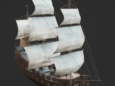 Sailboat Galleon - GameReady Low-poly 3D model