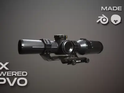 Tango 6T Rifle scope Low Poly PBR - FPS Weapon Attachment Low-poly 3D model