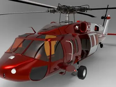 Red Helicopter Low-poly 3D model