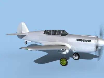 Curtiss P-40N Warhawk Bare Metal 3D model