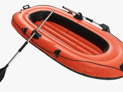 Boat inflatable 01 orange 3D model