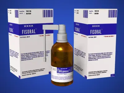 3D Pharmaceutical Spray Bottle with Packaging Low-poly 3D model