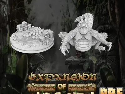 Lizardfolk Queen With Spawning Base 3D print model