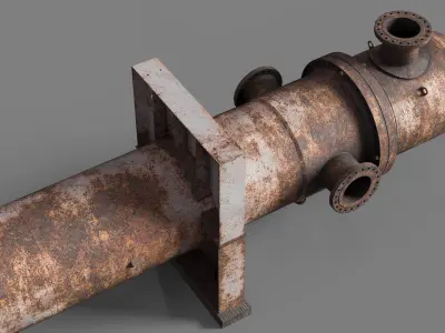 Industrial gas heat exchanger Low-poly 3D model