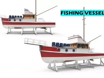 docking fishing ship 5 3D model