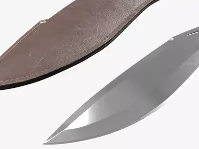 Modern Kukri knife with a leather scabbard 3D model