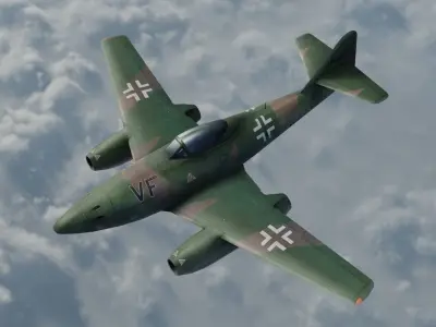 Messerschmitt Me-262 painted game model Low-poly 3D model Low-poly 3D model