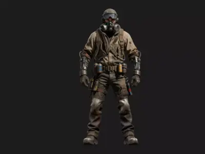Tactical Hazmat Operator Low-poly 3D model