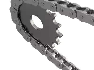 Bike roller chain transmission animation 3D model