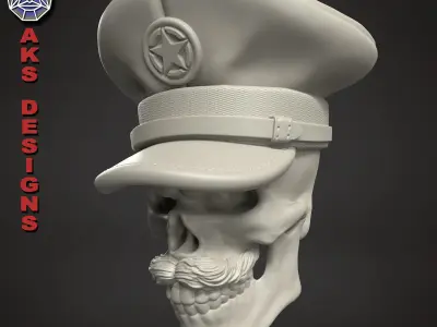 skull Wall decor army captain skull v1 3D print model