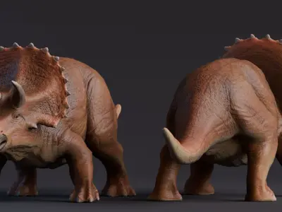 Low poly Realistic Dinosaur - Triceratops Low-poly 3D model