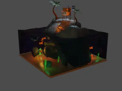 Night Island Low-poly 3D model