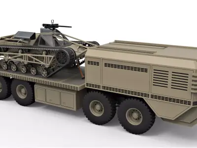 Military truck with GIJOE tracked vehicle 3D model
