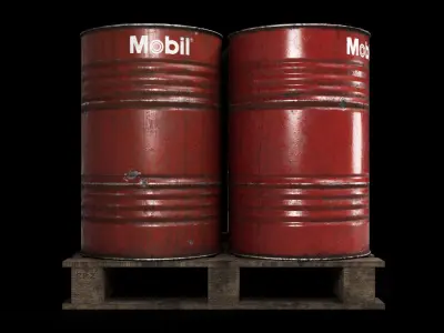 Oil drums set Low-poly 3D model
