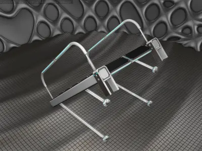 Sci-Fi Stairs - 17 - Silver Blue Neon Light Version Low-poly 3D model