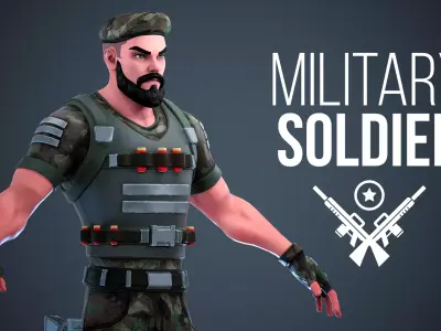 Military Soldier - UE4 UE5 Unity Ready Stylized Character Low-poly 3D model