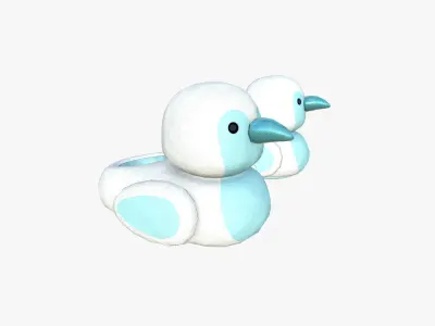 Slippers J07 White Blue Bird - Costume Character Design Low-poly 3D model