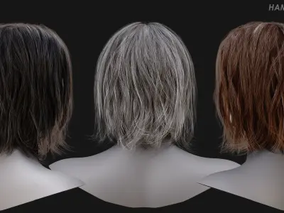 Real Time Hair Card Male Hairstyle part 12 Low-poly 3D model