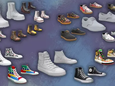 Shoes pack Low-poly 3D model