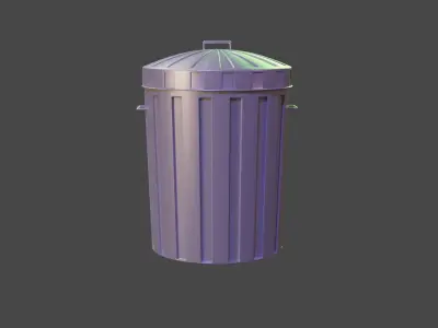 metal dustbin Free low-poly 3D model