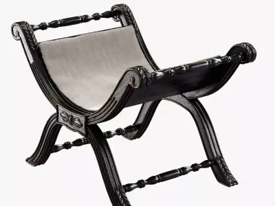 Restoration Hardware 18TH C NEOCLASSICAL UPHOLSTERED STOOL 3D model