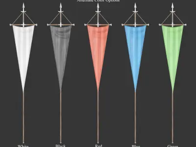 Medieval Elegant Decoration Flags and Banners Low-poly 3D model