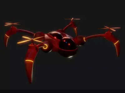 Red Drone Low-poly 3D model