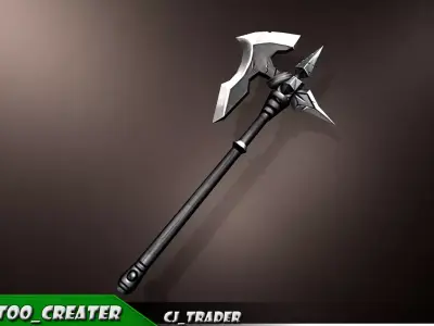 Fantasy Magic Spell Axe Low-Poly 3D Model Low-poly 3D model