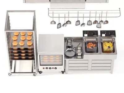  Commercial Kitchen Set 01 3D model