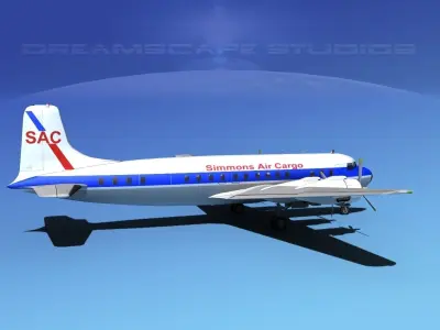 Douglas DC-7B Simmons Air Cargo 3D model