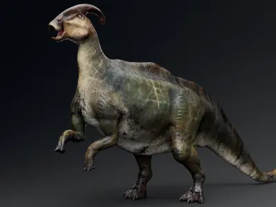 Dinosaur Parasaurolophus  - Unreal Engine - Unity Low-poly 3D model