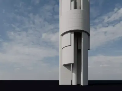 Brutalist Interlocking Tower Monument 29 Low-poly 3D model
