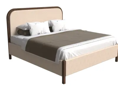 Modern Upholstered wood Bed 3Dmodel download - domingtu Free 3D model
