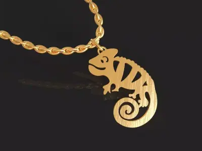Adorable Chameleon Necklace 3D print model