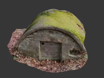 Old World War 2 Bunker Photoscan Low-poly 3D model