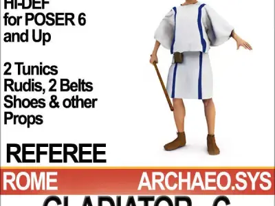 Roman Gladiator Referee Props Poser Daz 3D model