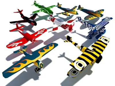  Air Plane Pack 9 Models With LODs Low-poly 3D model