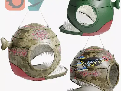 Swing chairarmy army pirania Ukrainian vyshyvanka Low-poly 3D model